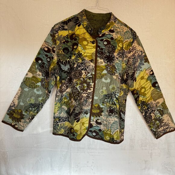 Multiples Women's Reversible Size 1X Open Front Light Weight Mid Length Jacket - Picture 5 of 16